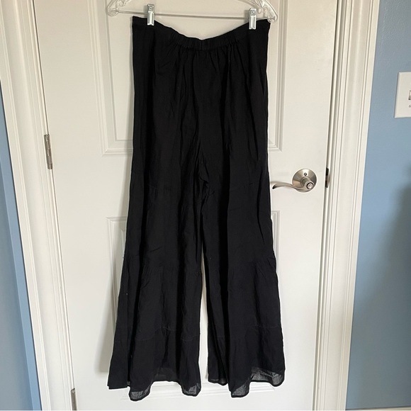 Gianni Bini Black Cotton Drawstring Tassel Pleated Wide Leg Pants 35175 - Picture 7 of 16